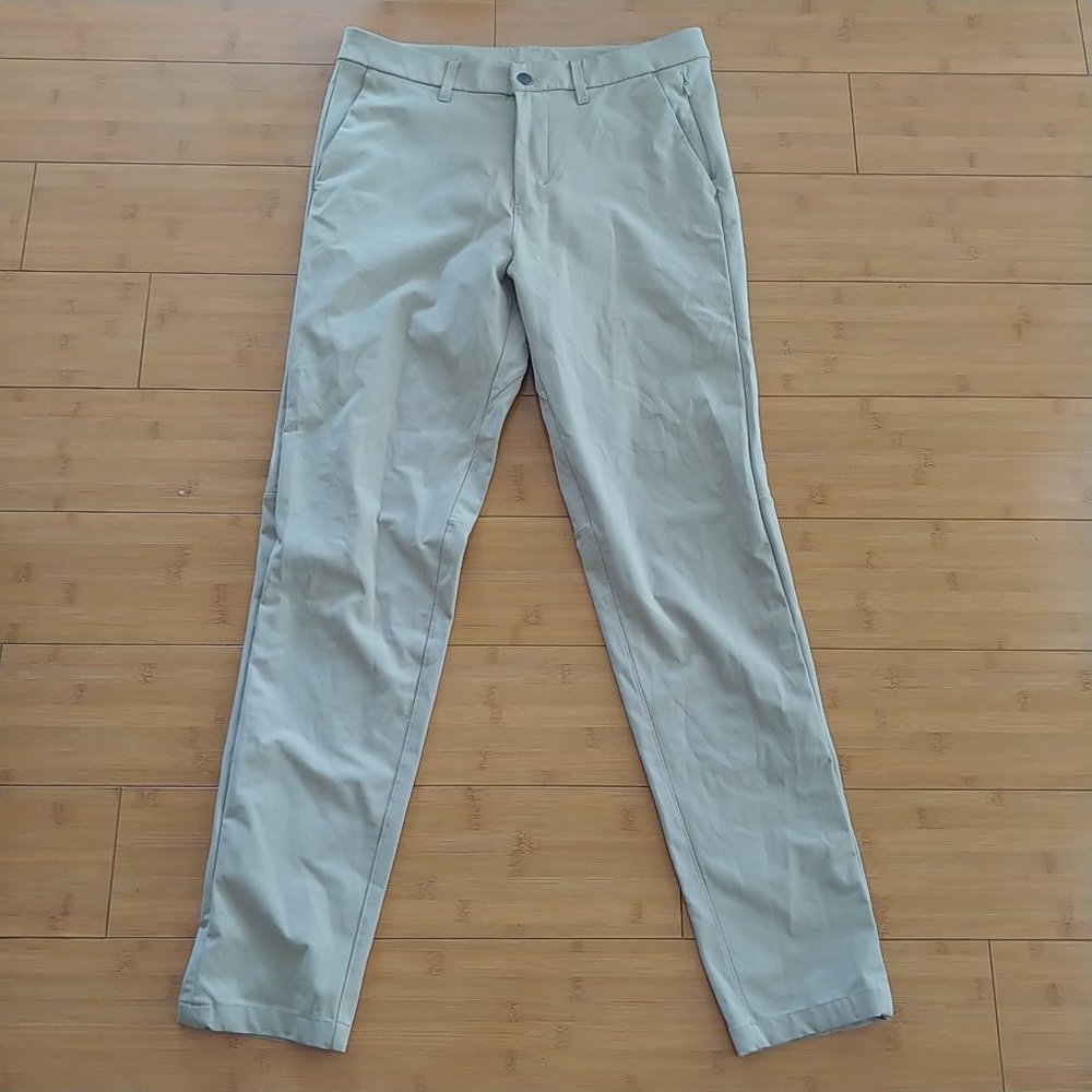 Lululemon Commission Slim Fit Pants Men's 32x32 Warpstreme Stretch Tan Khaki
